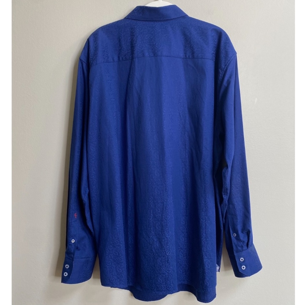 Men's Robert Graham Blue Paisley Jacquard Button Down Flip Cuff Shirt Size XL - Picture 11 of 16